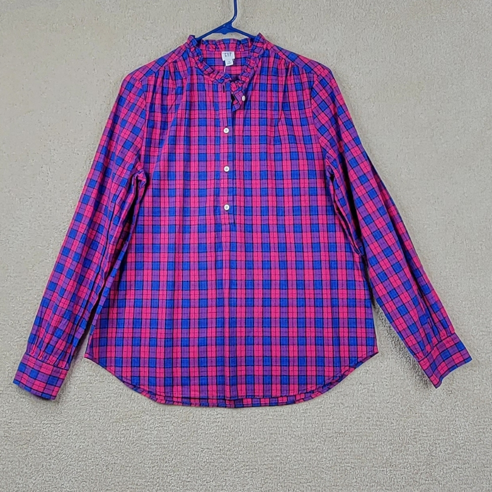 Gap Women's Plaid Long Sleeve Button Up Shirt Size Small